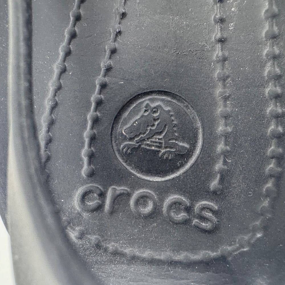 Crocs Sexi Flip Sandals Womens Sz 6 Black T-Strap Slingback Thong Flat - Picture 8 of 11